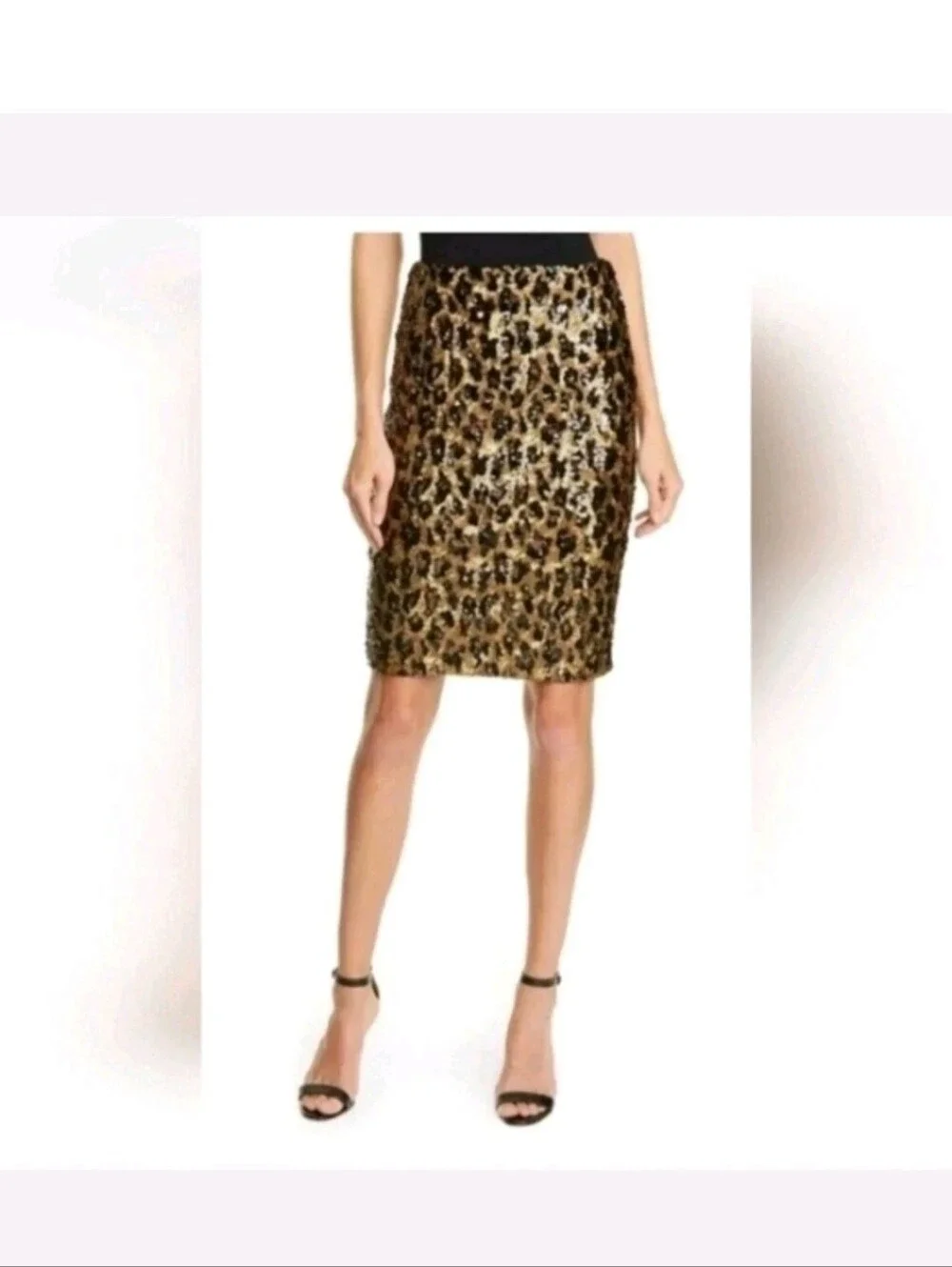 Alice + Olivia Ramos Leopard Print Sequin Pencil Skirt Size 0